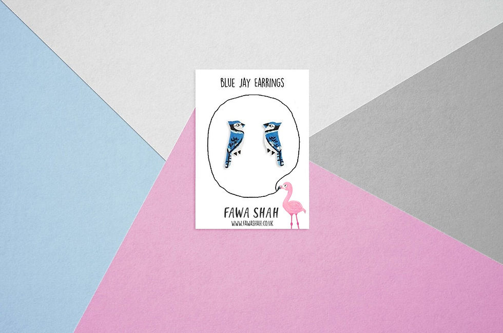 Thumbnail: Handmade Blue Jay Earrings