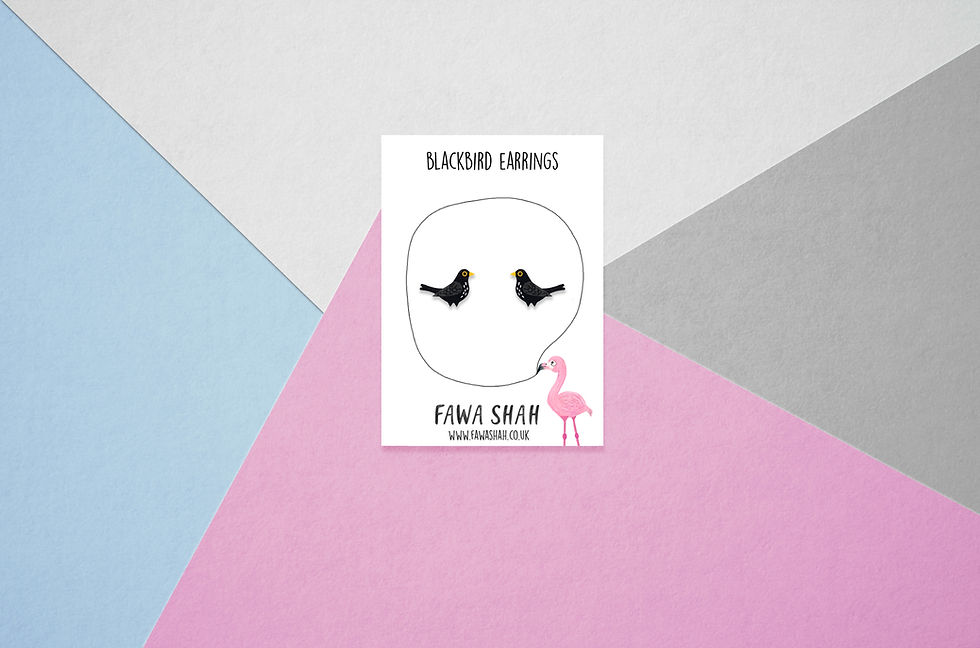 Handmade Tiny Blackbird Earrings