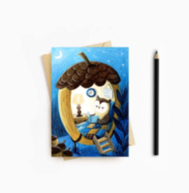 Night Owl Blank Greetings Card