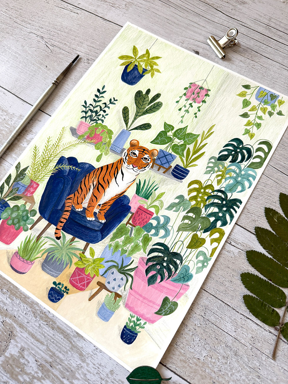 Thumbnail: Original Tiger Gouache Painting
