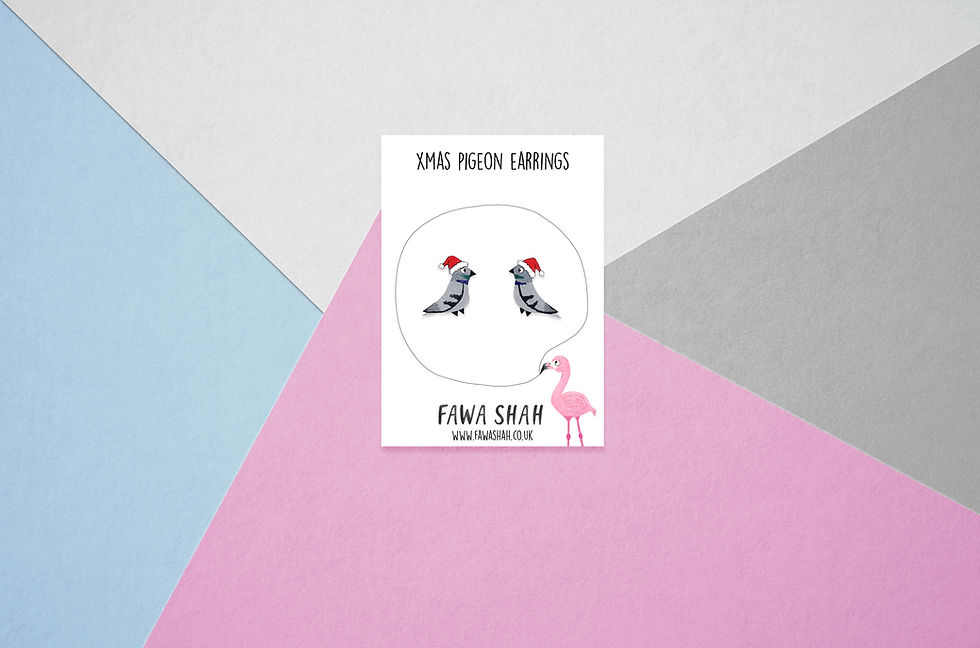 Thumbnail: Handmade Christmas Pigeon Earrings