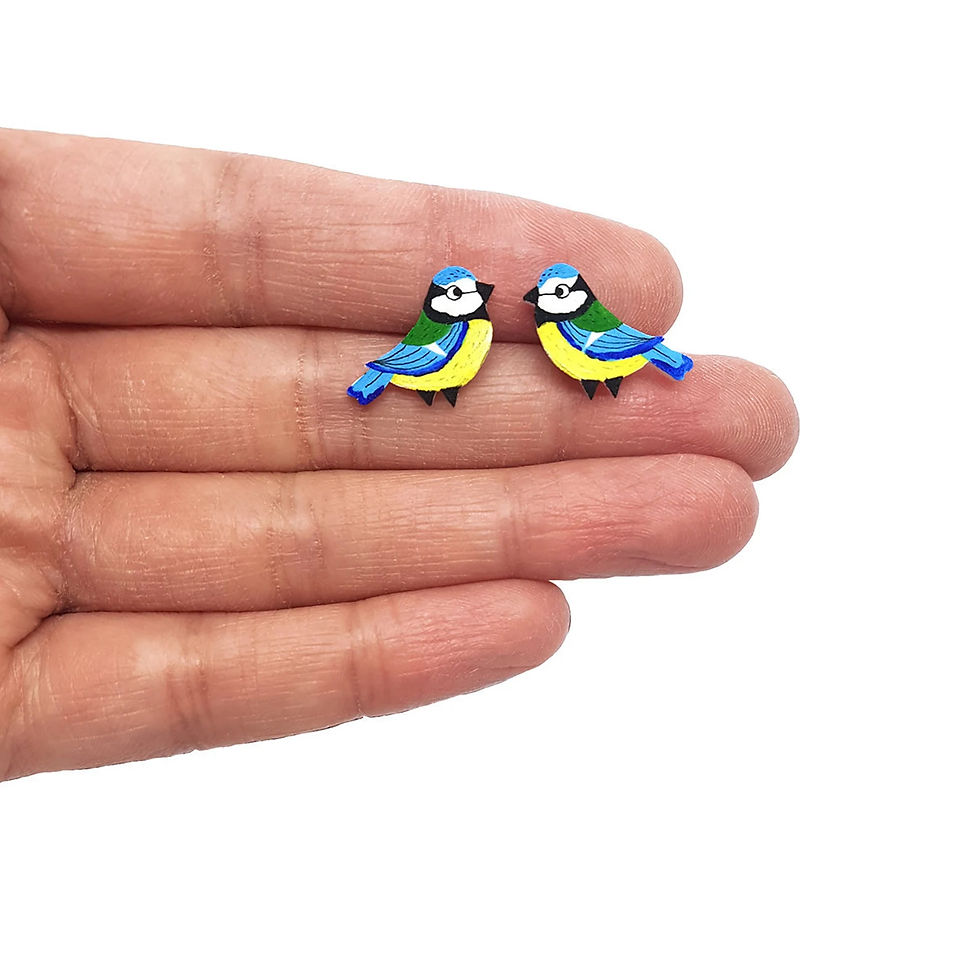 Thumbnail: Handmade Blue Tit Earrings