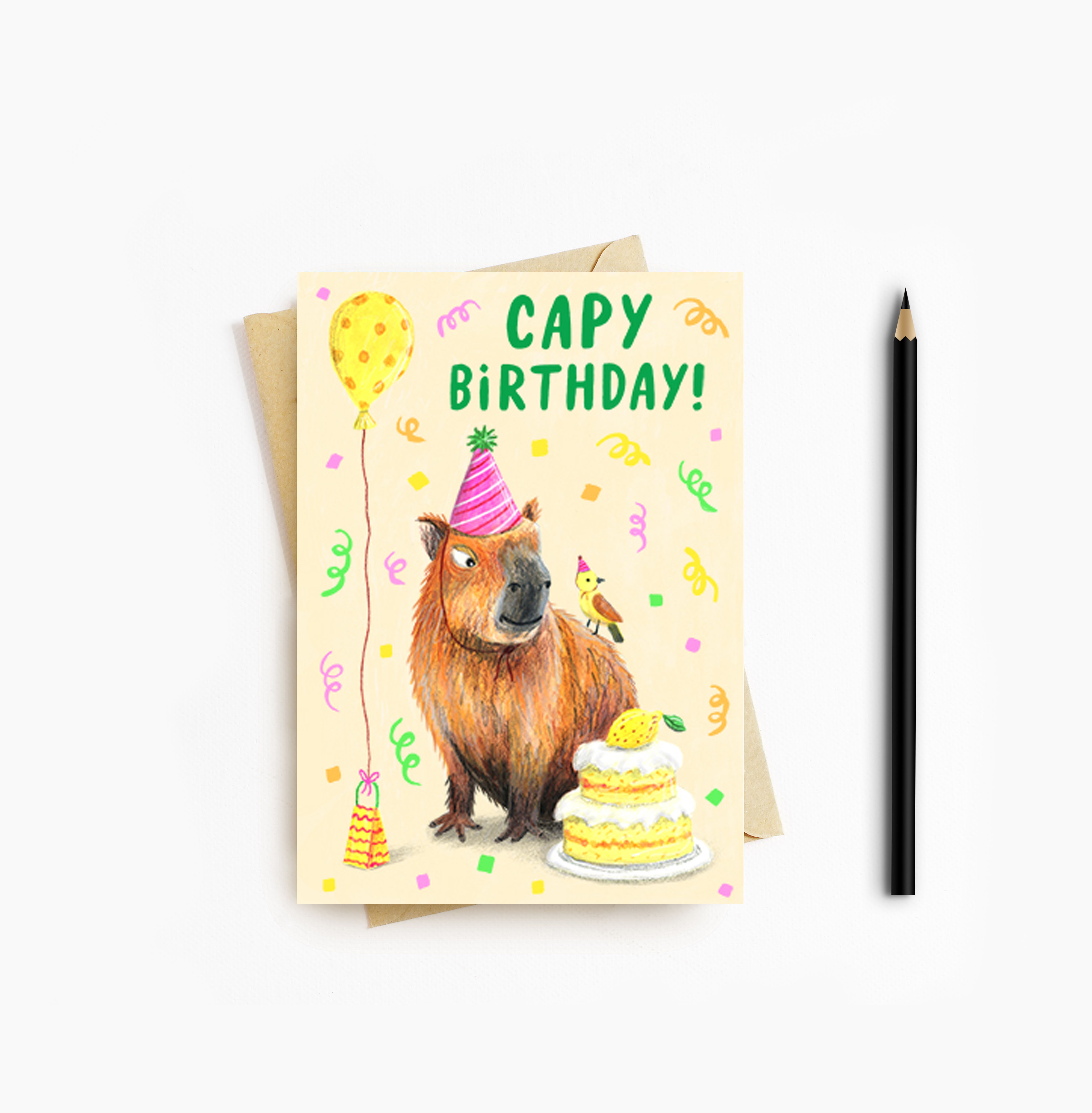 Birthday Capybara Blank Greetings Card