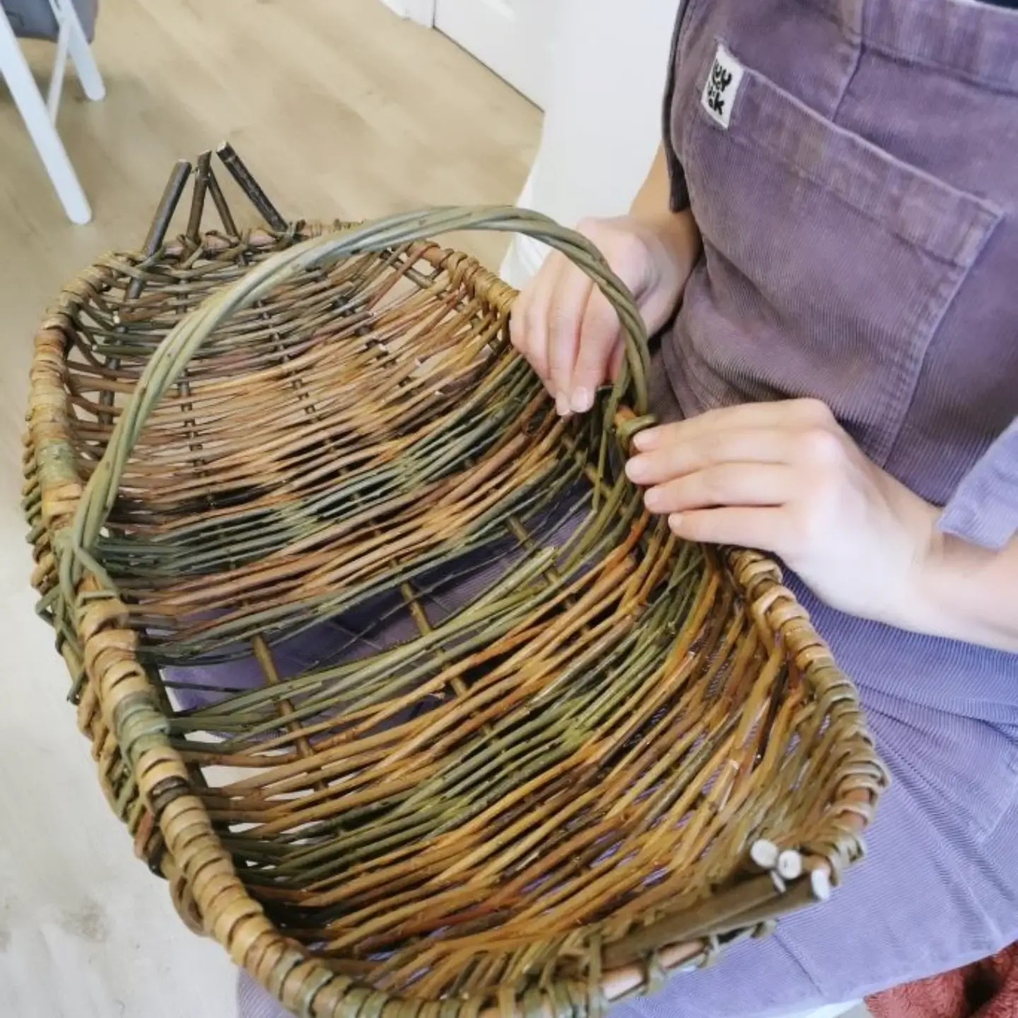 Student making a basket