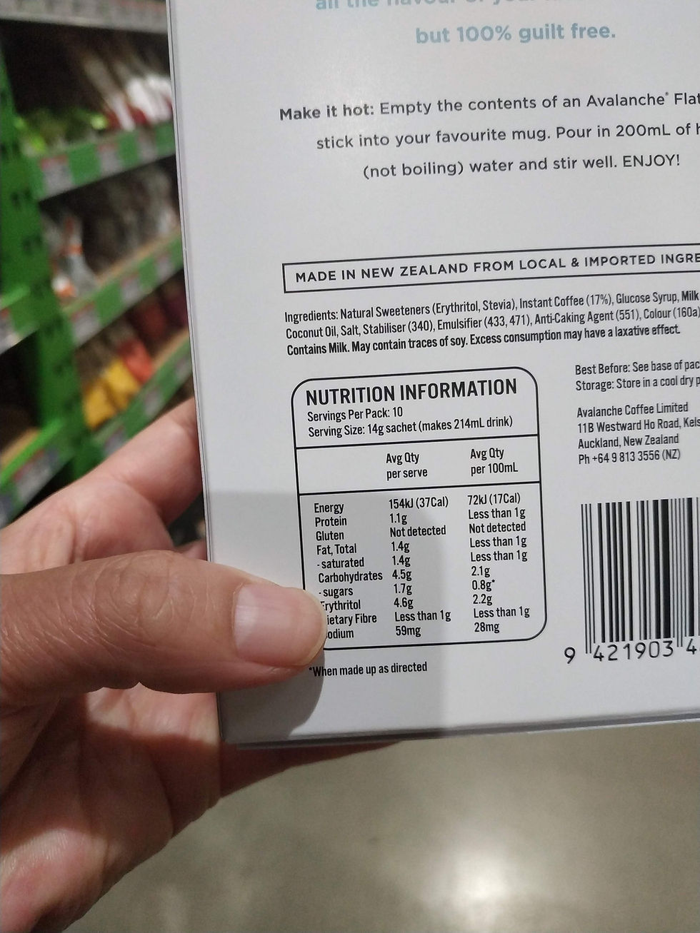 Thumbnail: [Avalanche] 99% Sugar-Free Flat White Instant Coffee Mix 10 Sachets 140g