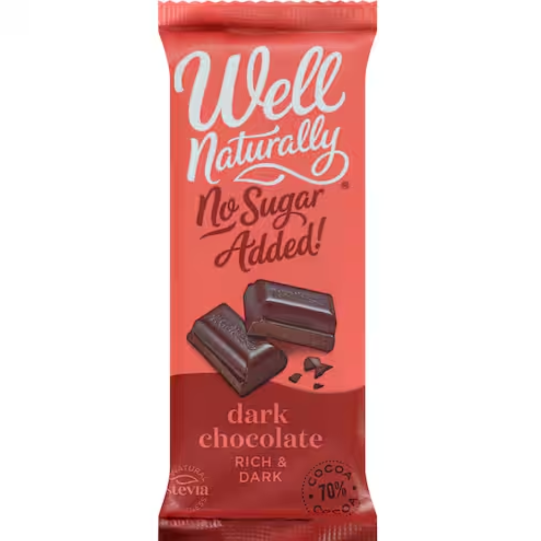 Well Naturally No Sugar Added Snack Bar Dark Chocolate 90g