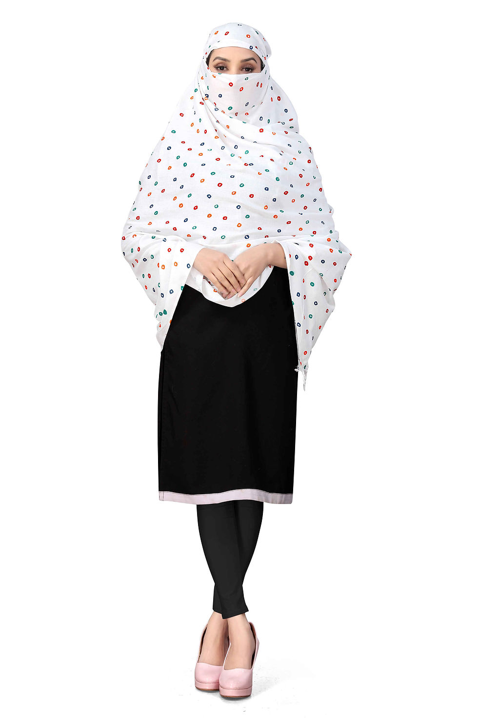 Thumbnail: White Dupatta 1 dot color