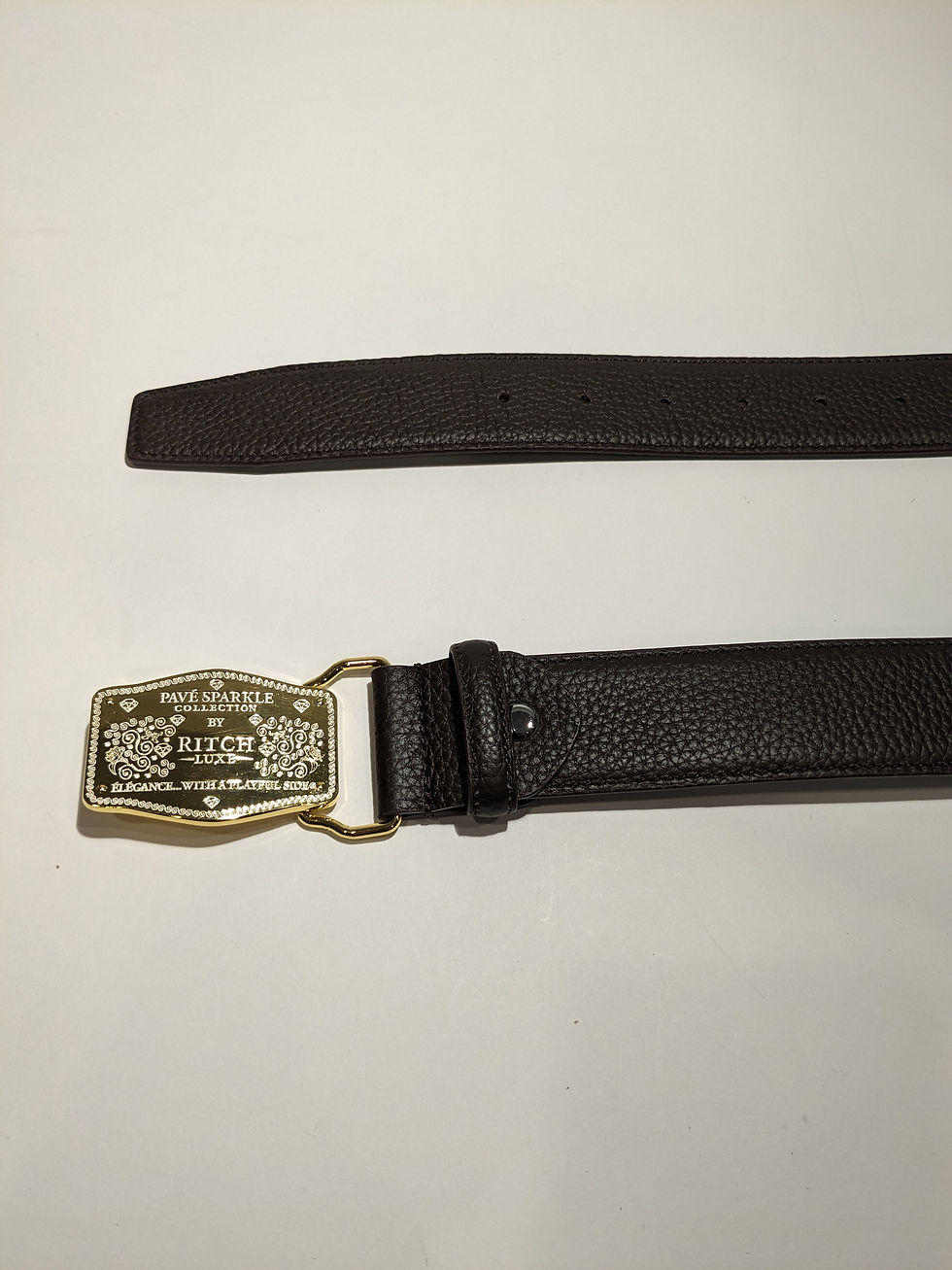 Thumbnail: GOLD TONE BUCKLE WITH WIDE BROWN LEATHER BELT