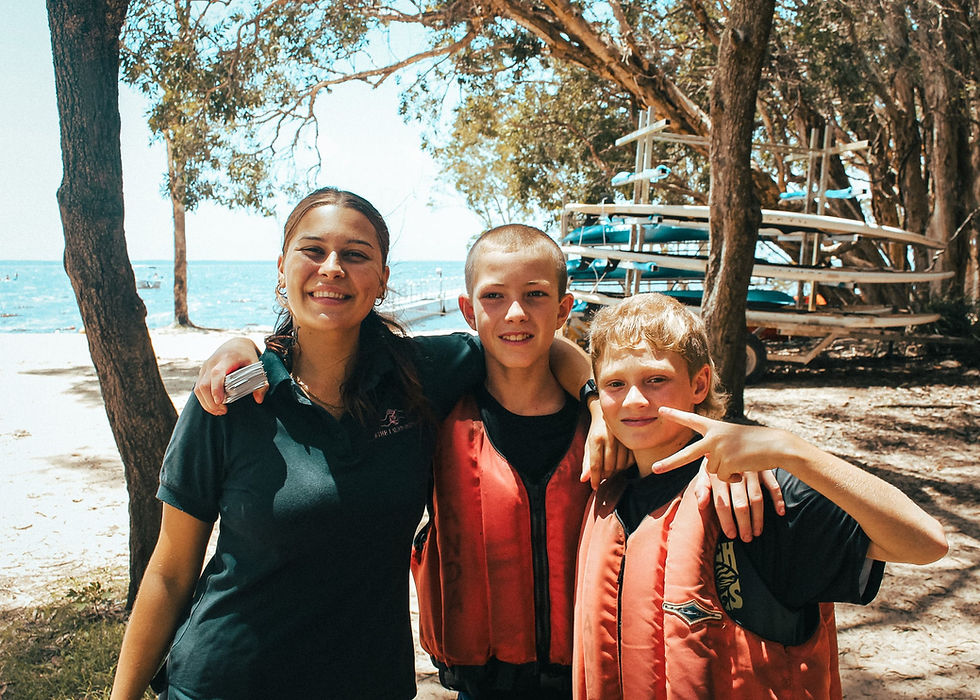 support worker with two young men