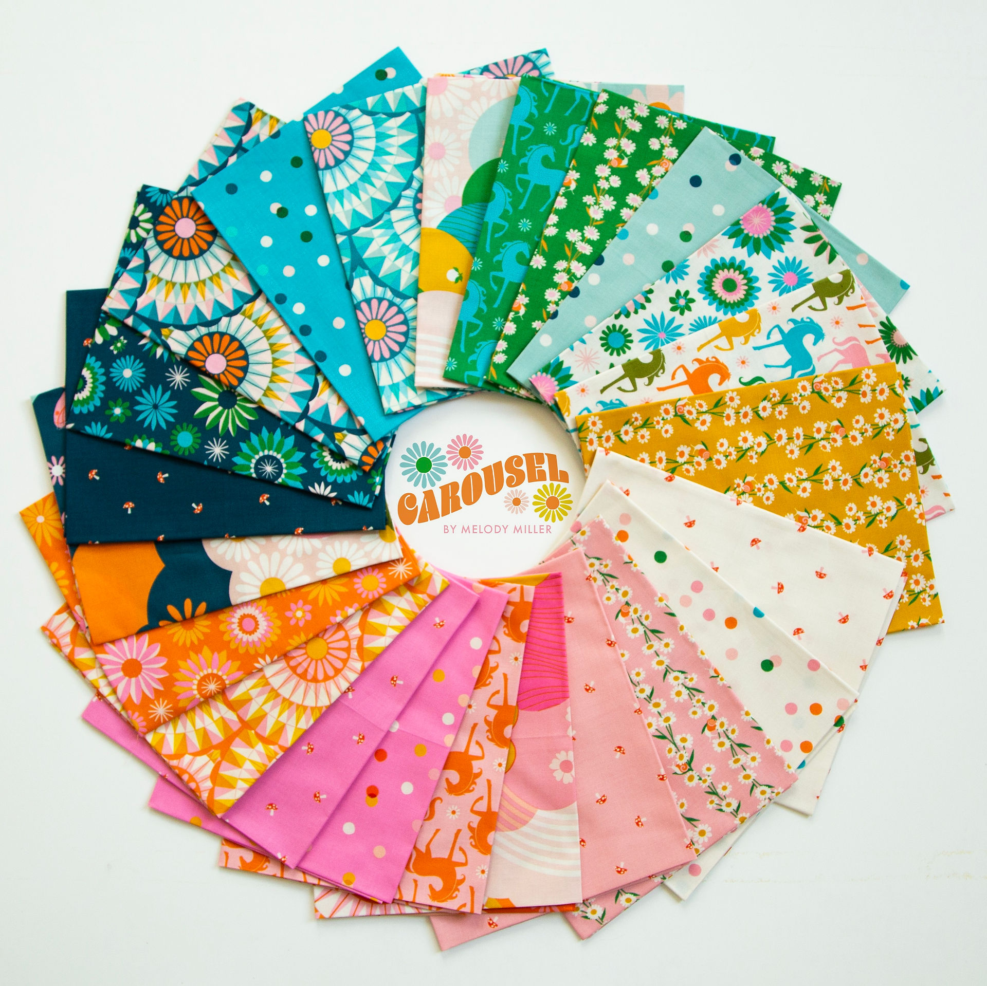 Carousel fabric fanned into a circle
