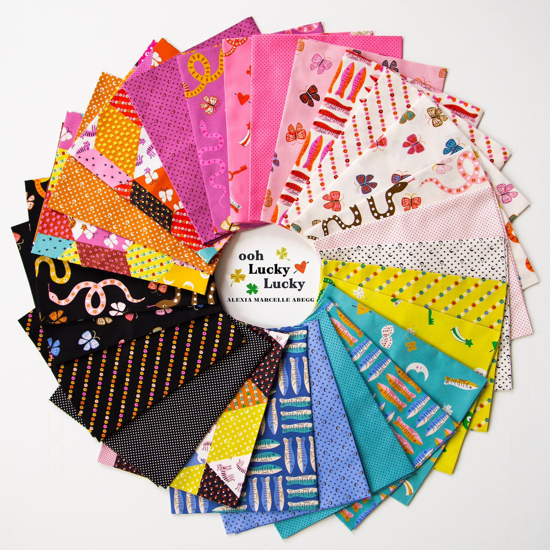 ooh lucky luck fabric fanned into a circle