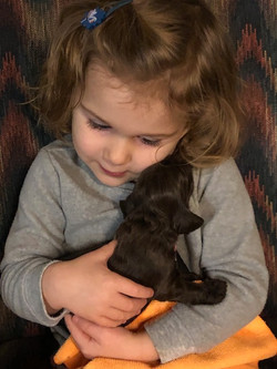Caroline and 2 week old puppy