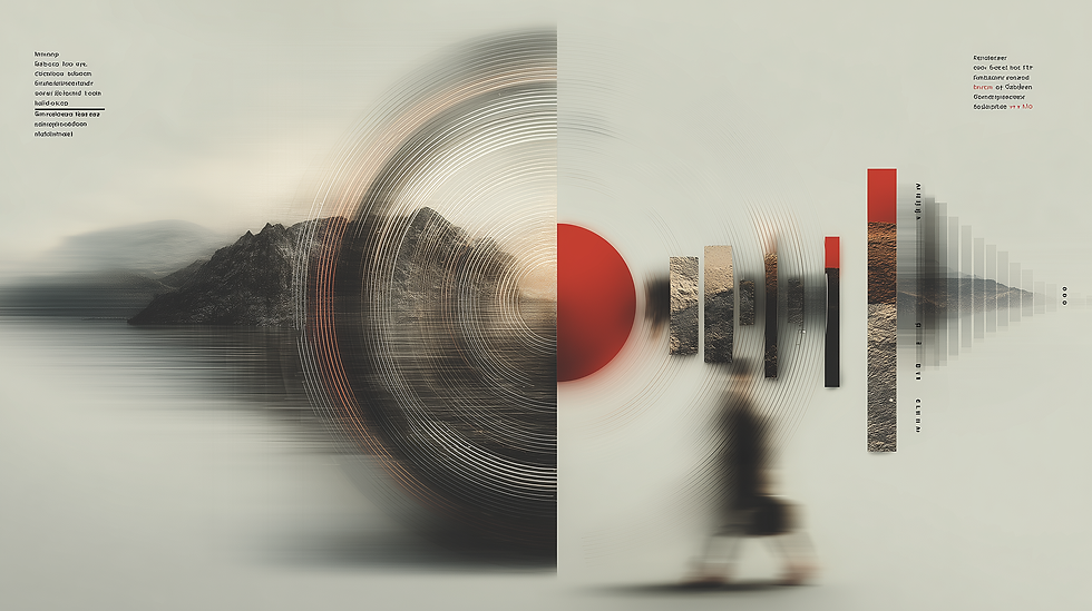 Abstract landscape with concentric time rings, layered capital bars, and a moving human figure, representing the need for long-term, protected funding to sustain sovereign AI infrastructure across political and economic cycles.