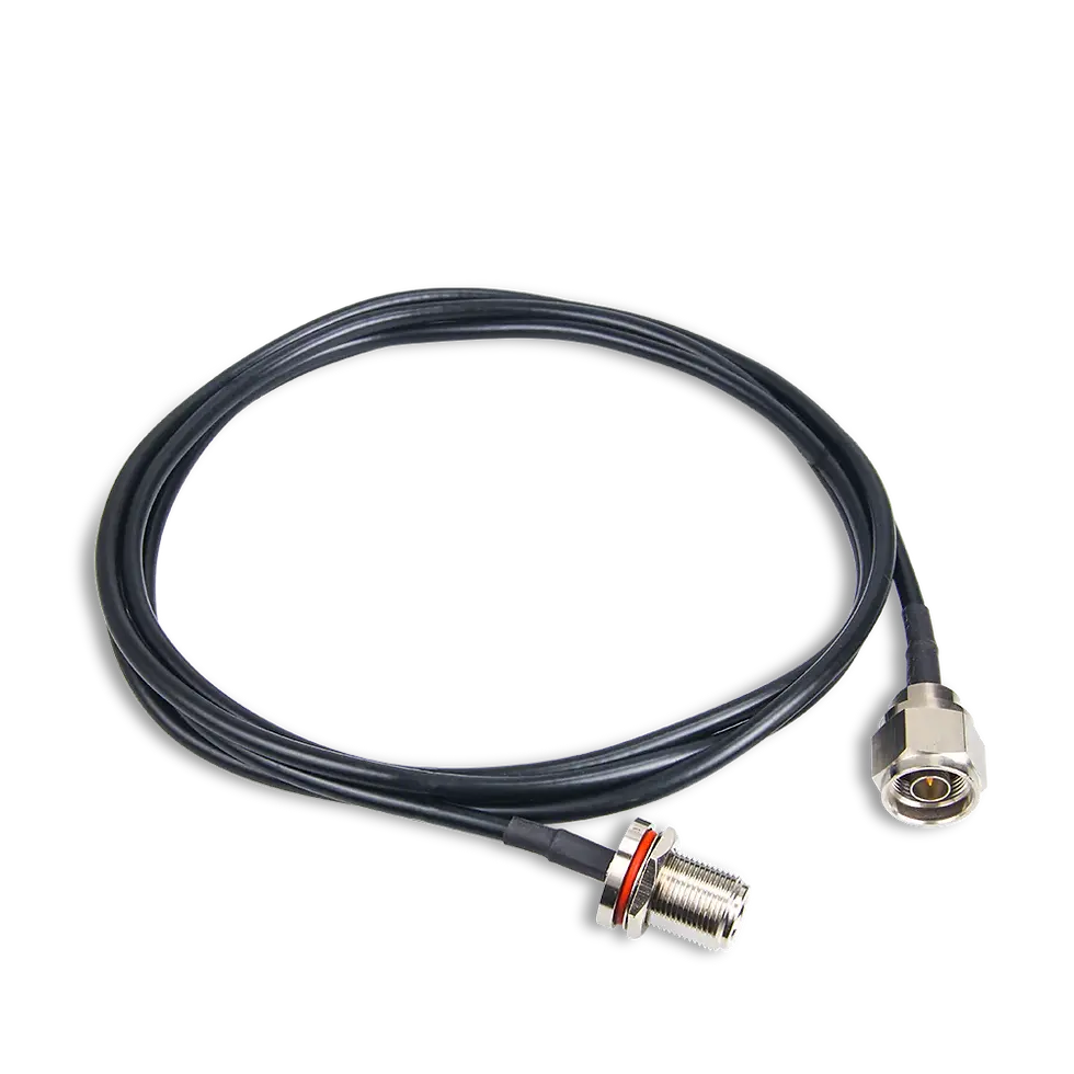 Full 1.5 m LMR195 Antenna Feeder Line cable with N-Type Male and Female connectors.