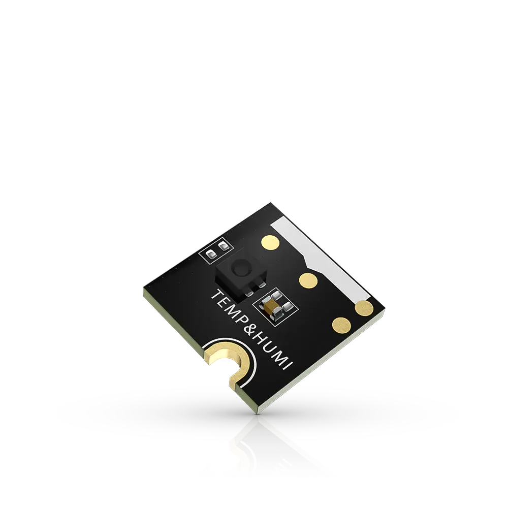 Isometric view of WisBlock RAK1901 temperature and humidity sensor using Sensirion SHTC3 chip.