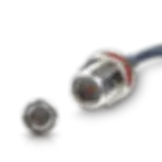 Close-up of N-Type Female connector with weather-seal O-ring on LMR195 Antenna Feeder Line cable.