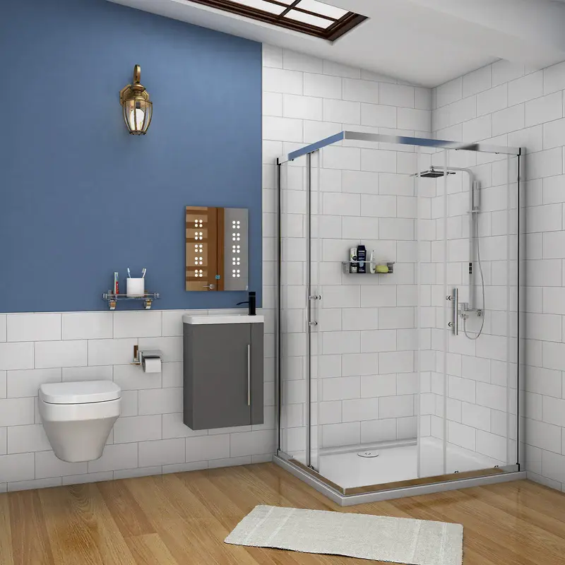 Thumbnail: Small Bathroom Vanity Unit with Basin White Grey Wall Mounted