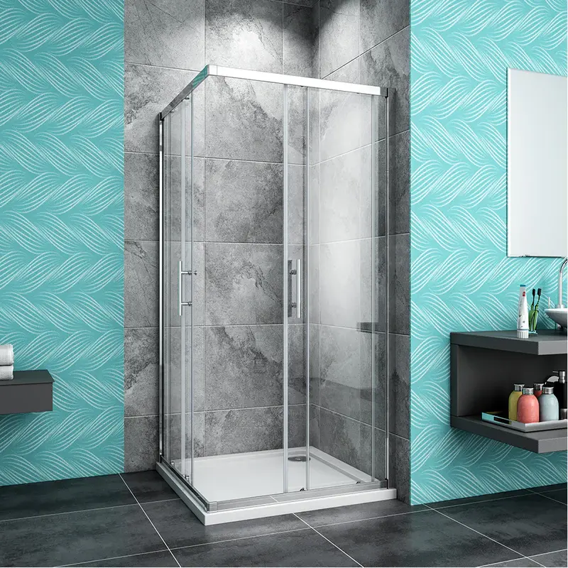 Thumbnail: Corner Entry Shower Enclosure Sliding Doors Tray Optional