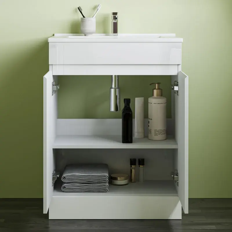Thumbnail: 800x600mm Bathroom White Vanity Unit With Storage Space| Soft Close Doors| Thin
