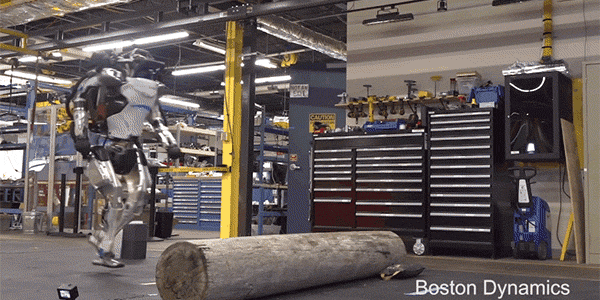 Boston Dynamic's ATLAS robot navigating the environment