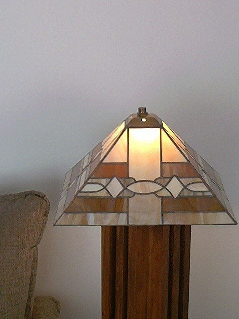 Brown and beige lamp