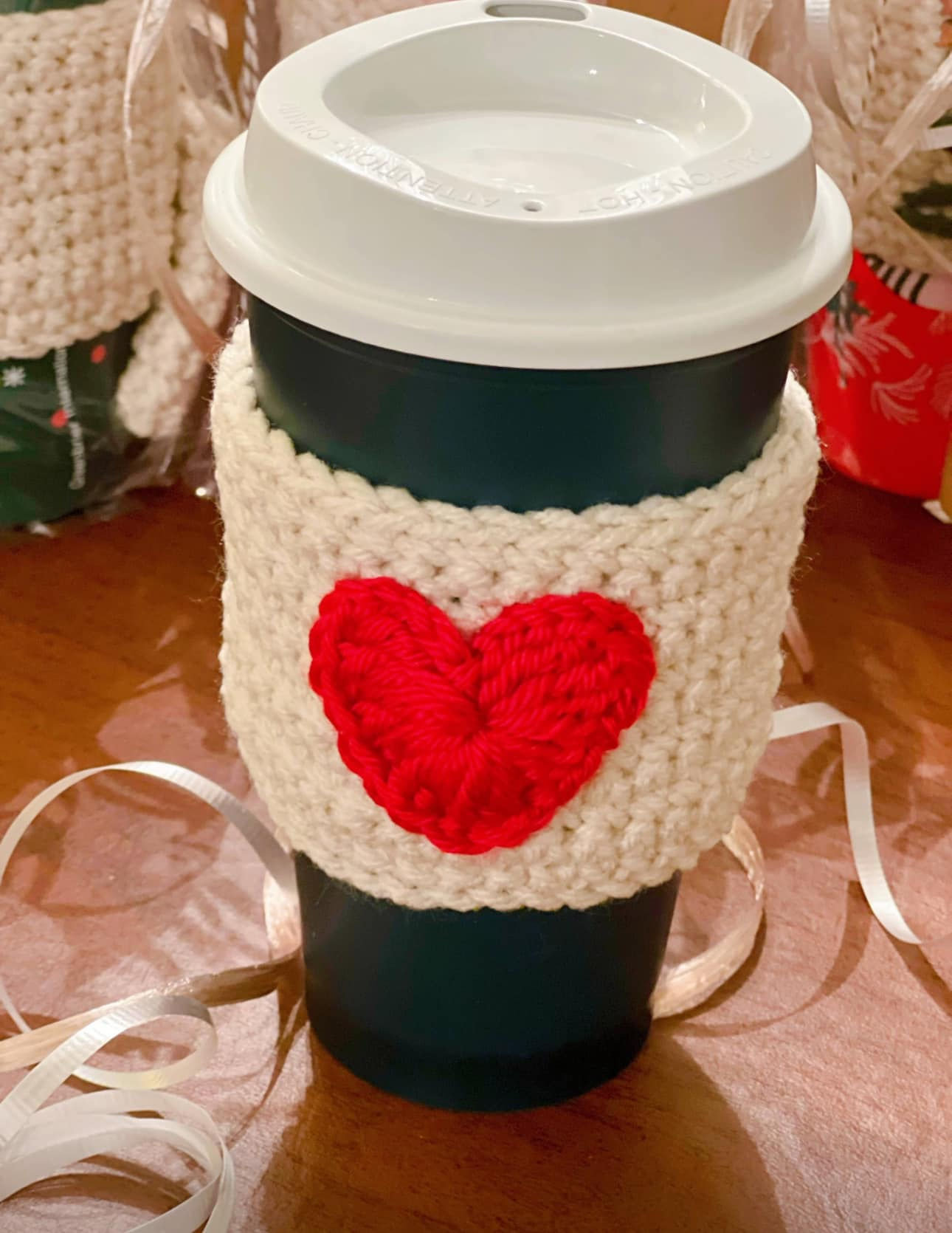 Heart on Cream Cup Cozy Sweater