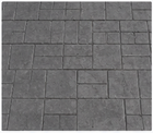 Grey imprinted concrete with London cobble pattern