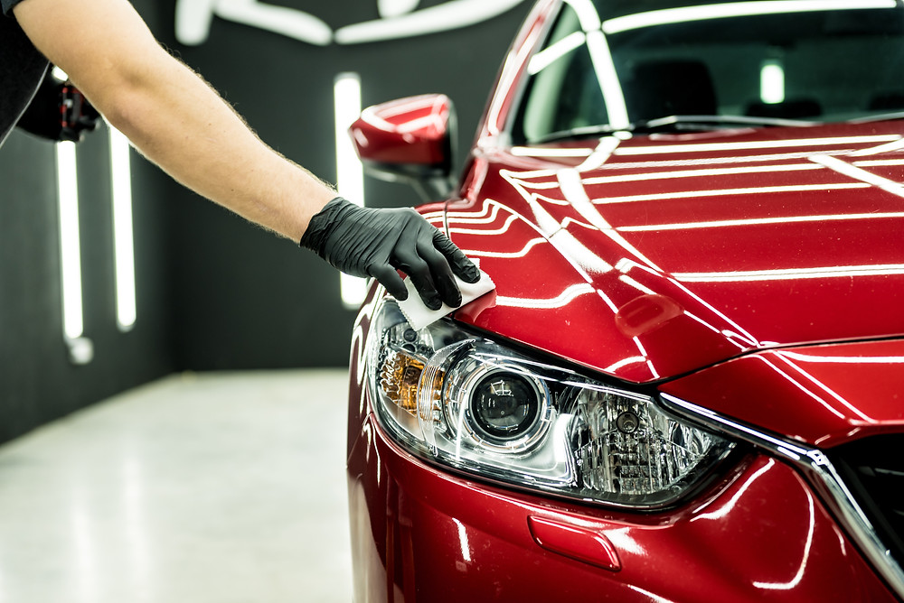 ceramic coating on red car