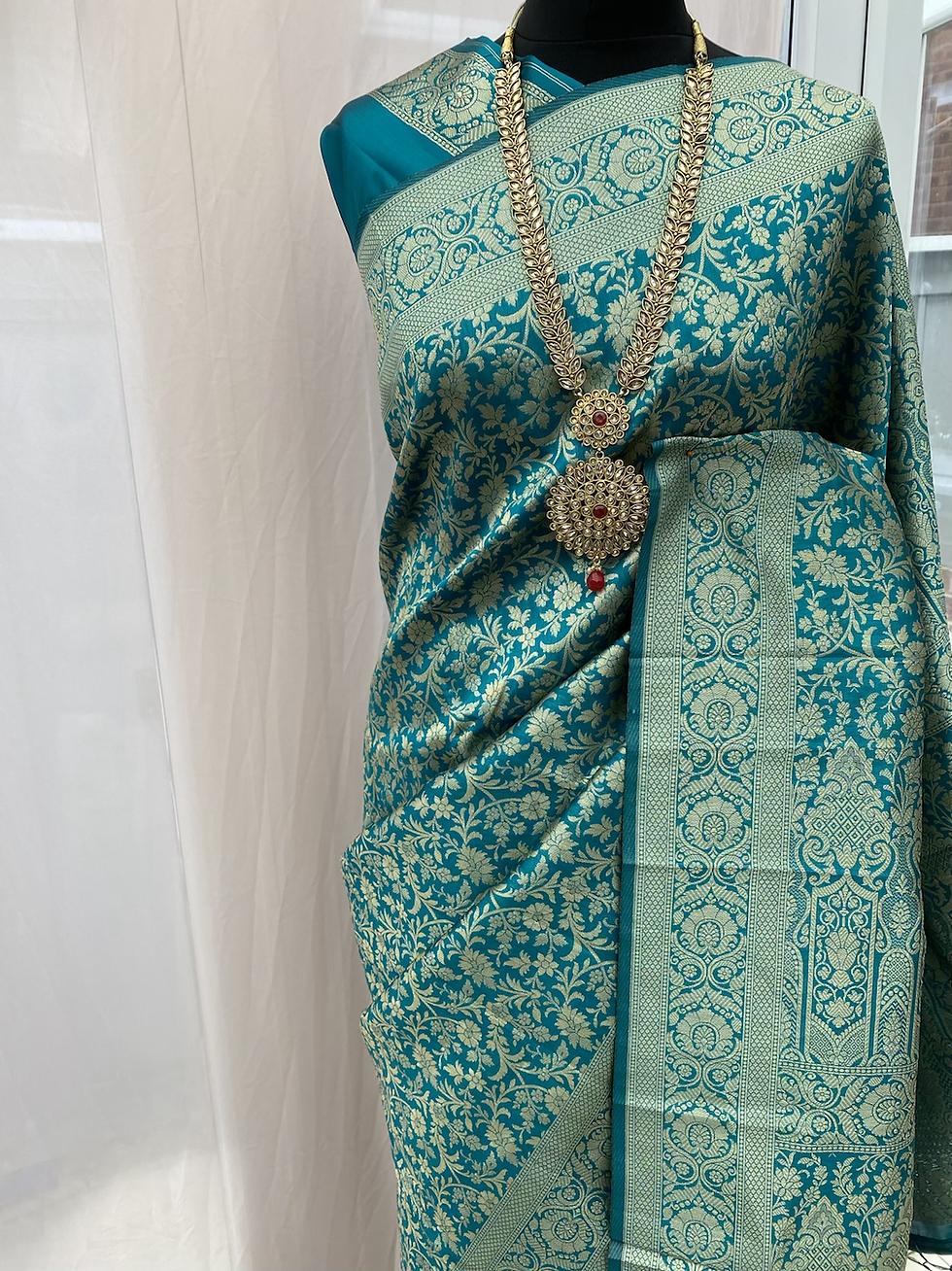 Thumbnail: Turquoise banarasee saree
