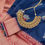 Thumbnail: Navy blue  banarasee with red border & minakari  work 