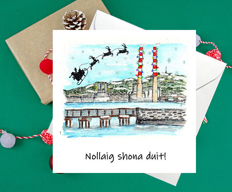 Santa heading over Dublin