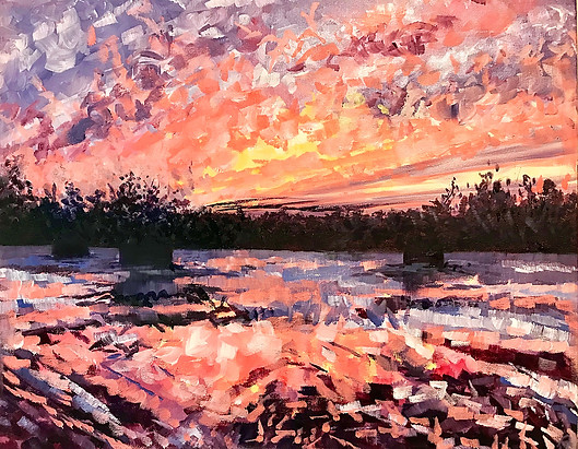 Maple Lake Painting Sunset Studio MN