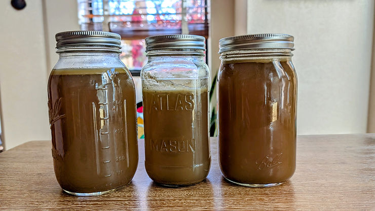 homemade bone broth stored in jars