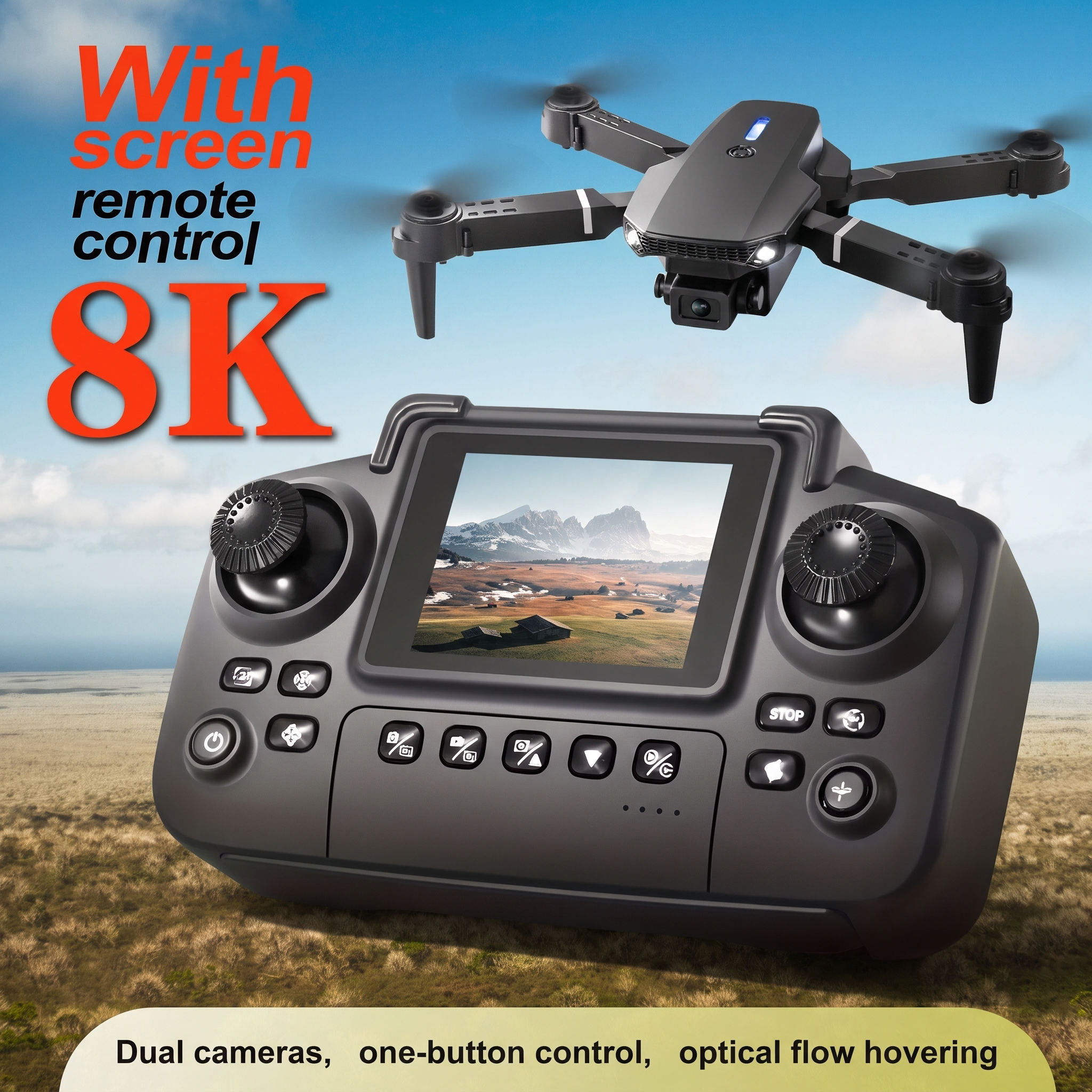The 2026 Upgraded E88PRO MAX Foldable Drone Features Dual Cameras, Extra Batteri
