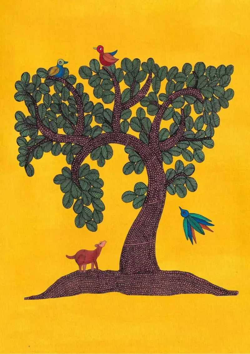 Thumbnail: Sacred Canopy: Gond Art's Tree of Life Art Print