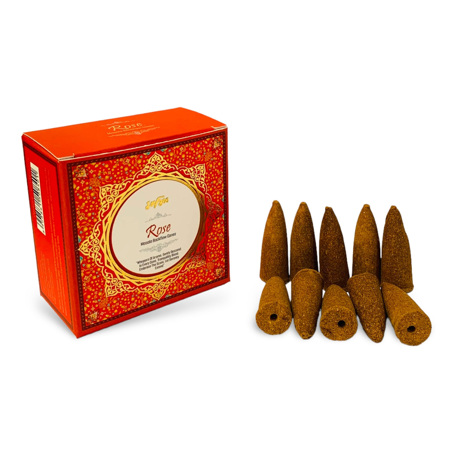 Jaygee Rose Masala Backflow Incense Cones - Floral Aroma Soothing Rose Backflow