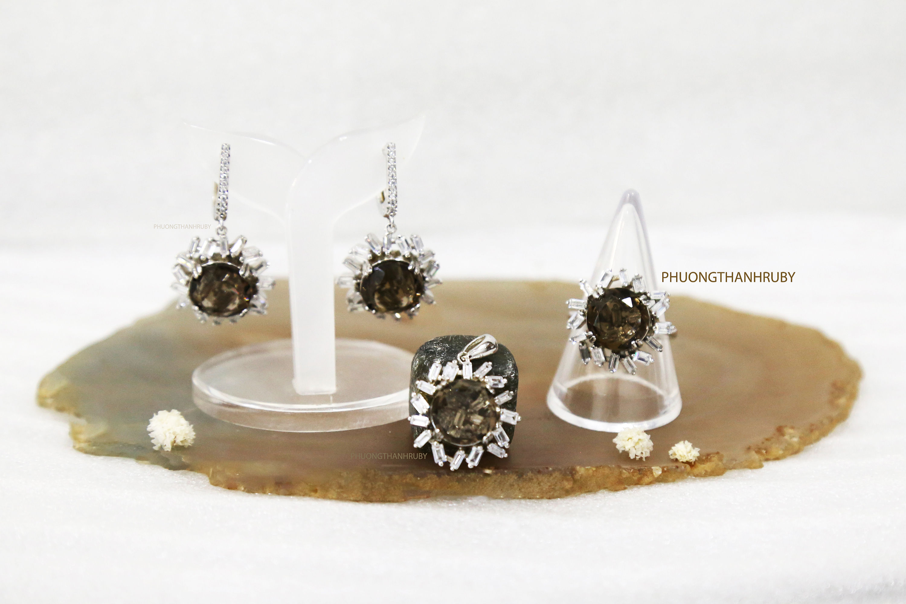 Trang sức bạc gắn đá Thạch Anh Ám Khói | Smoky Quartz Sterling Silver Jewelry