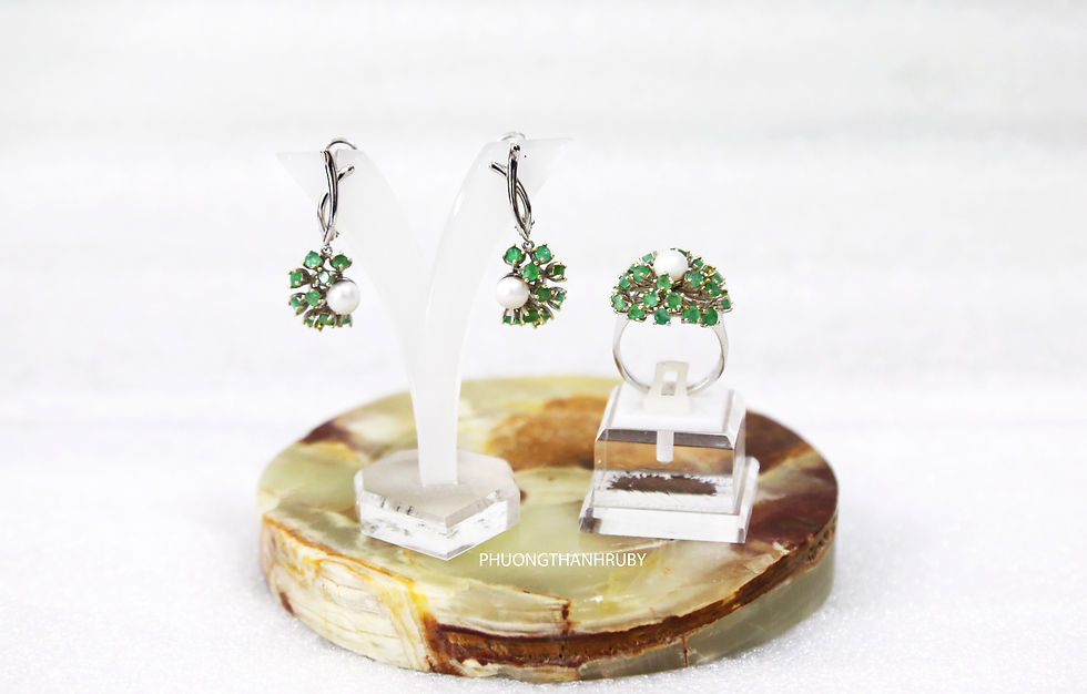 Hình thu nhỏ: Trang sức bạc gắn đá Emerald (Ngọc Lục Bảo) | Emerald Sterling silver jewelry
