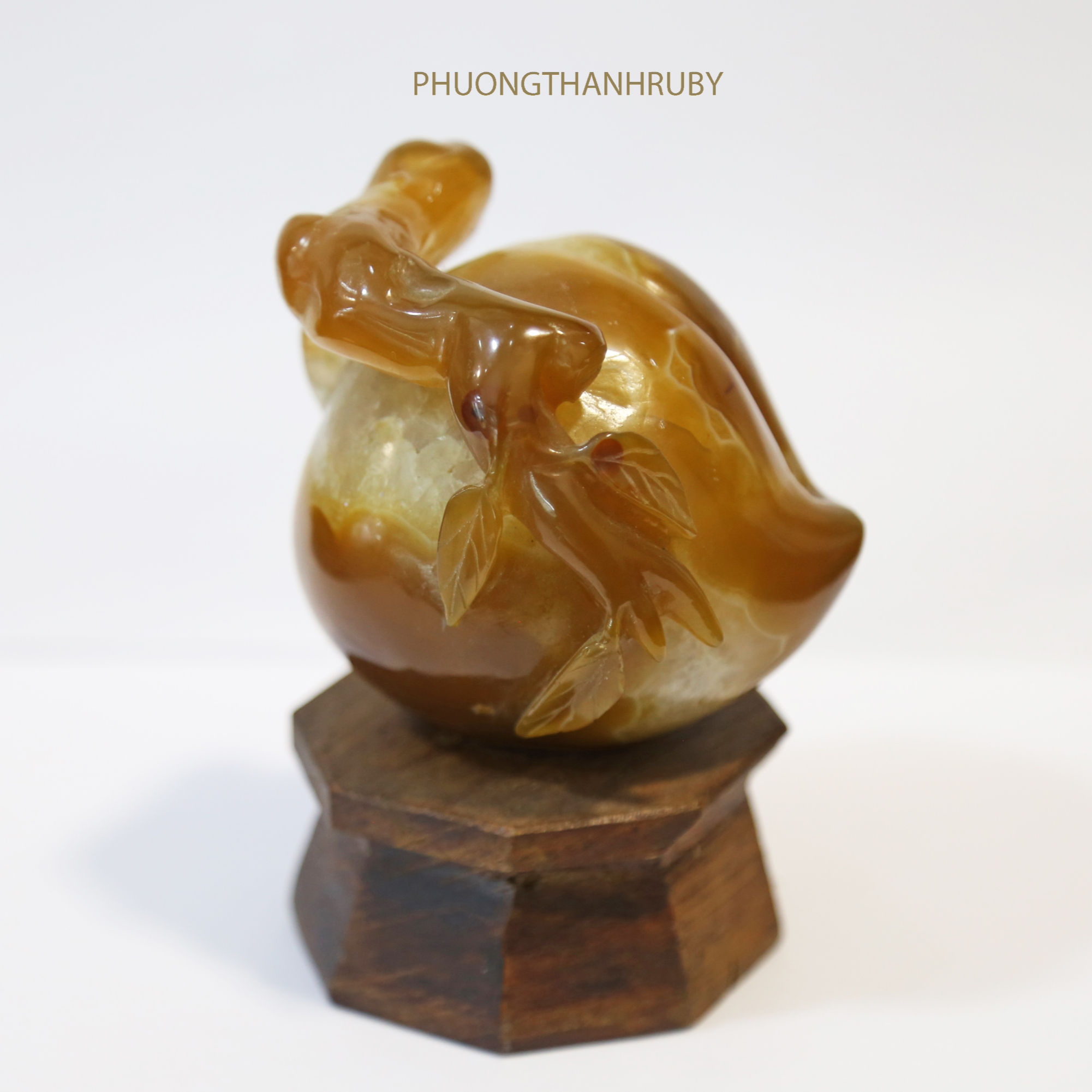 Quả đào đá Mã não hốc || Peach Agate Geode - Handcrafted Decoration