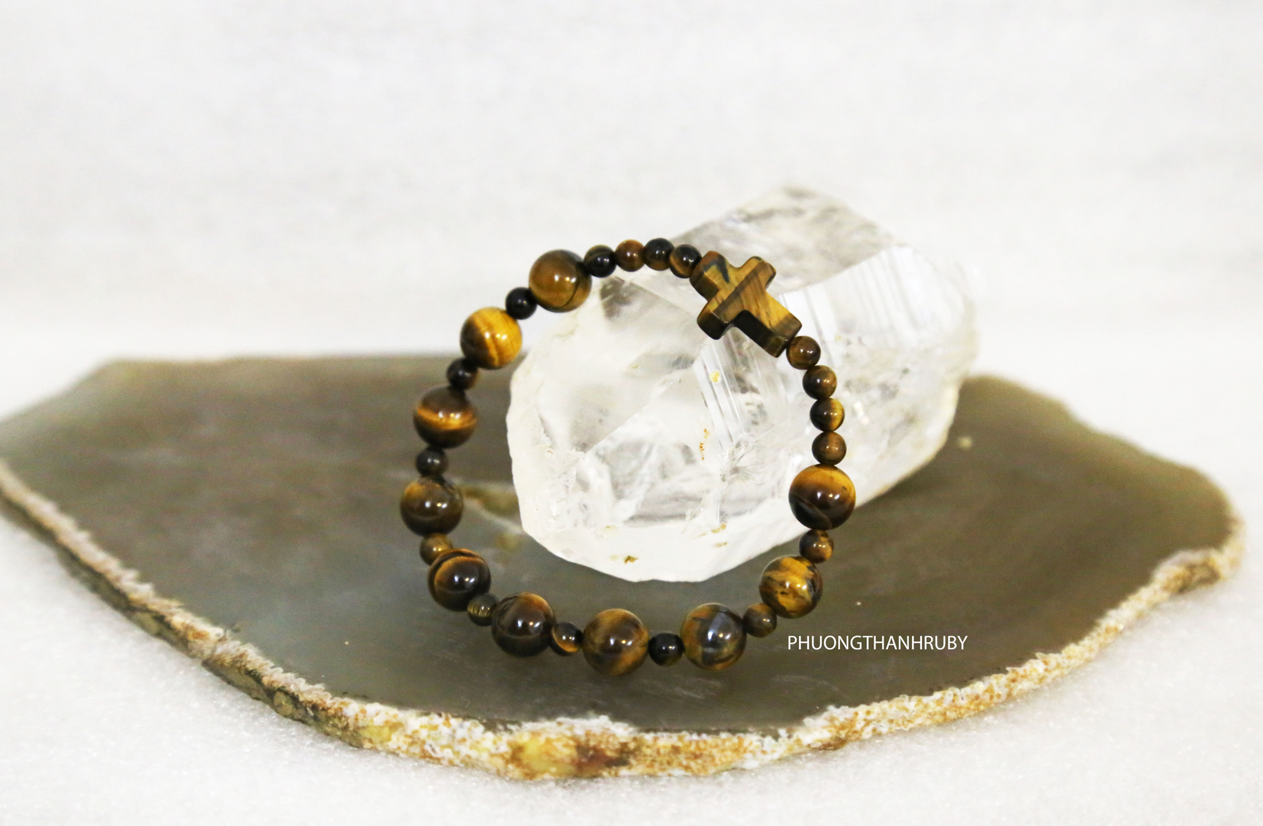 Vòng chuỗi Mân Côi Rosary từ đá Mắt hổ (Tiger's eye)