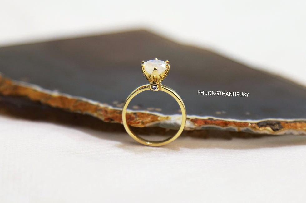 Hình thu nhỏ: Nhẫn đá Mặt trăng Moonstone vàng 14K