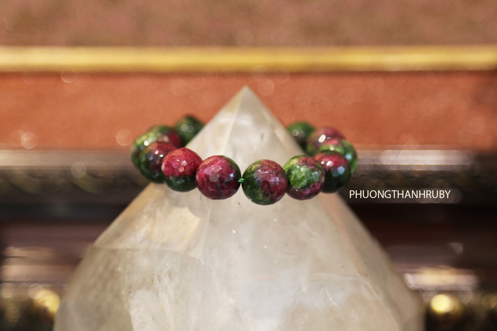 Vòng tay đá Ruby Zoisite (Anyolite) mài giác | Ruby Zoisite faceted bracelet