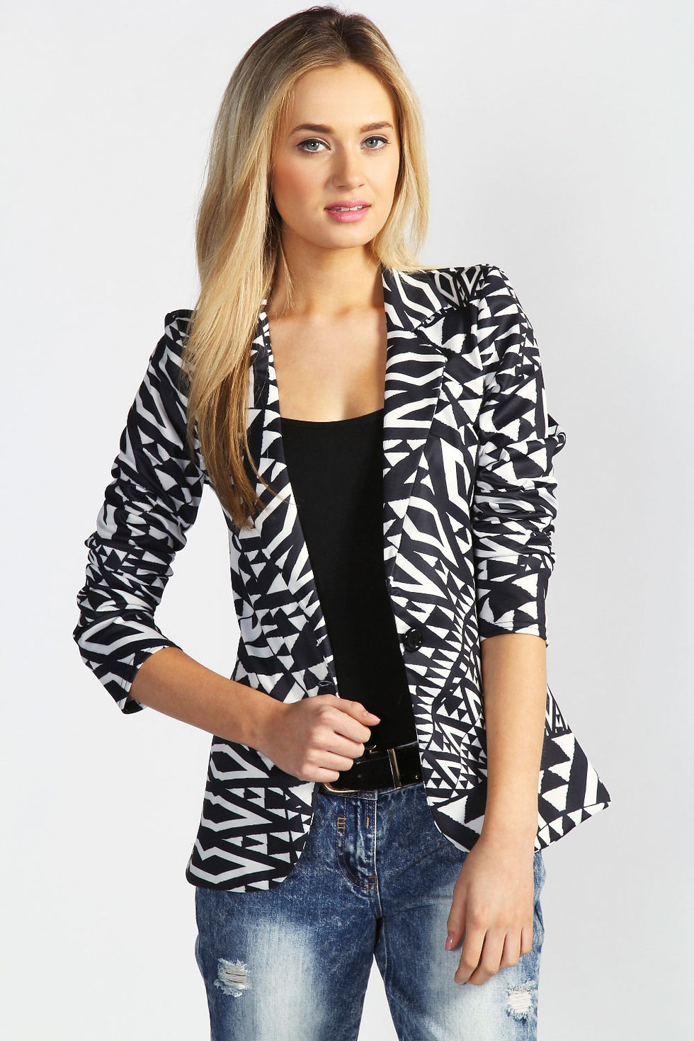 Isla Monochrome Aztec Print Blazer