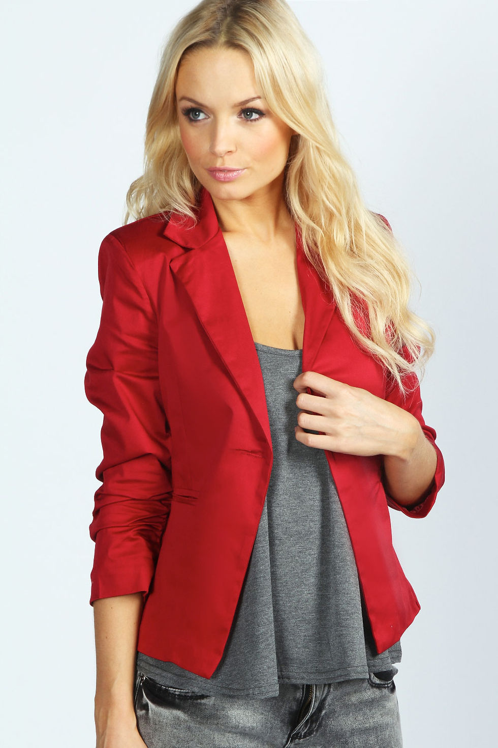 Kelsey Ruched Sleeve Woven Blazer