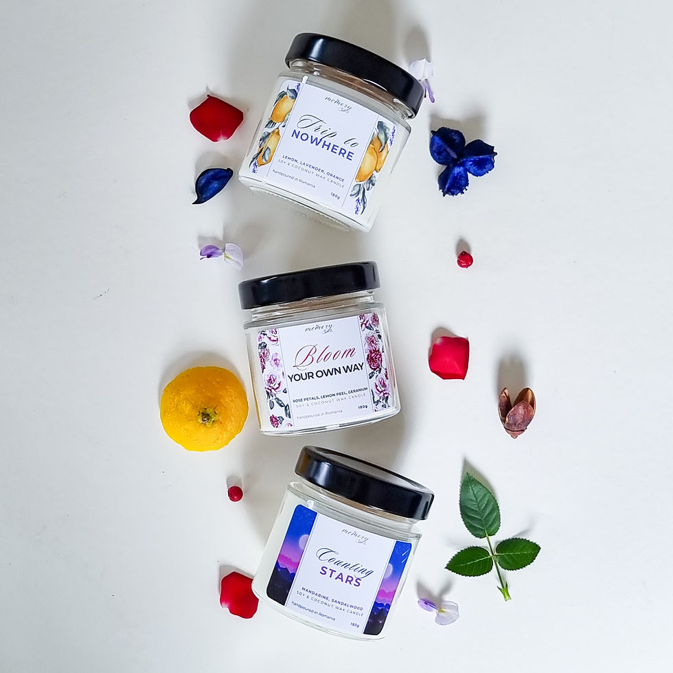 Miniatură: Lumanare parfumata cu lamaie, lavanda, portocale, fitil bumbac, ceara de soia si cocos, lumanari premium