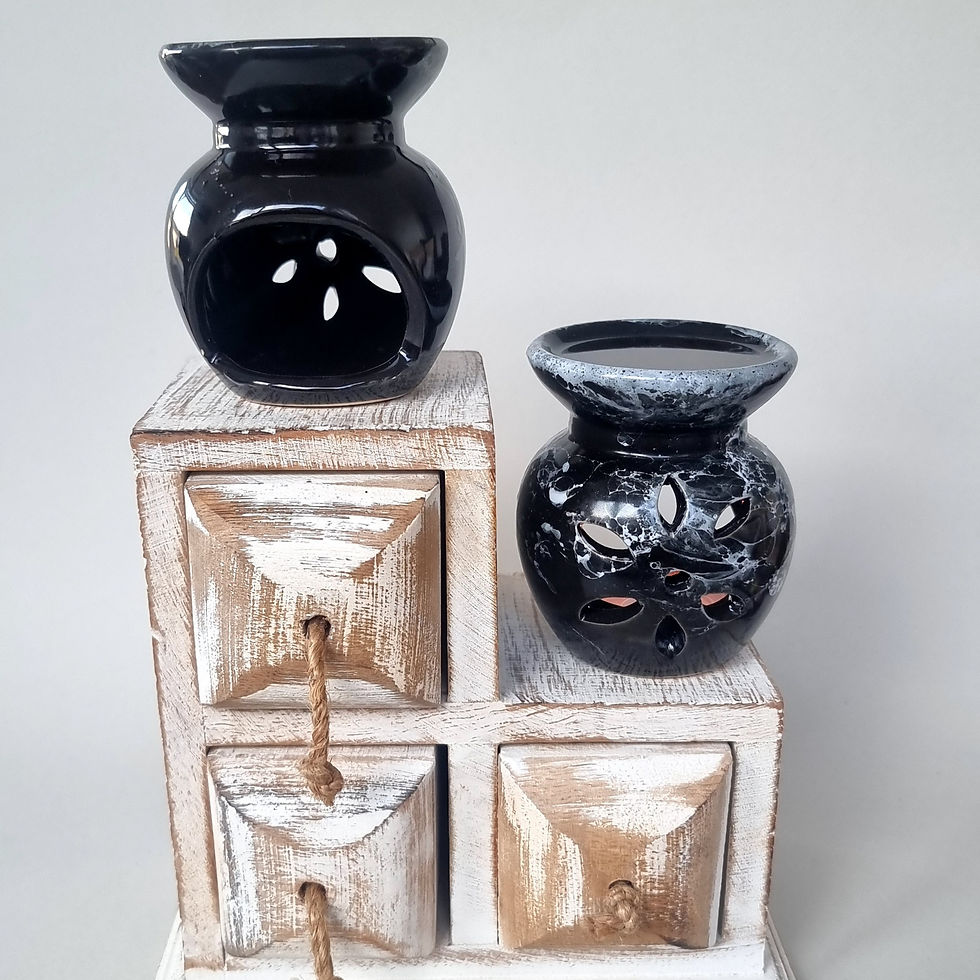 Miniatură: Difuzor aromaterapie, vas din ceramica, negru