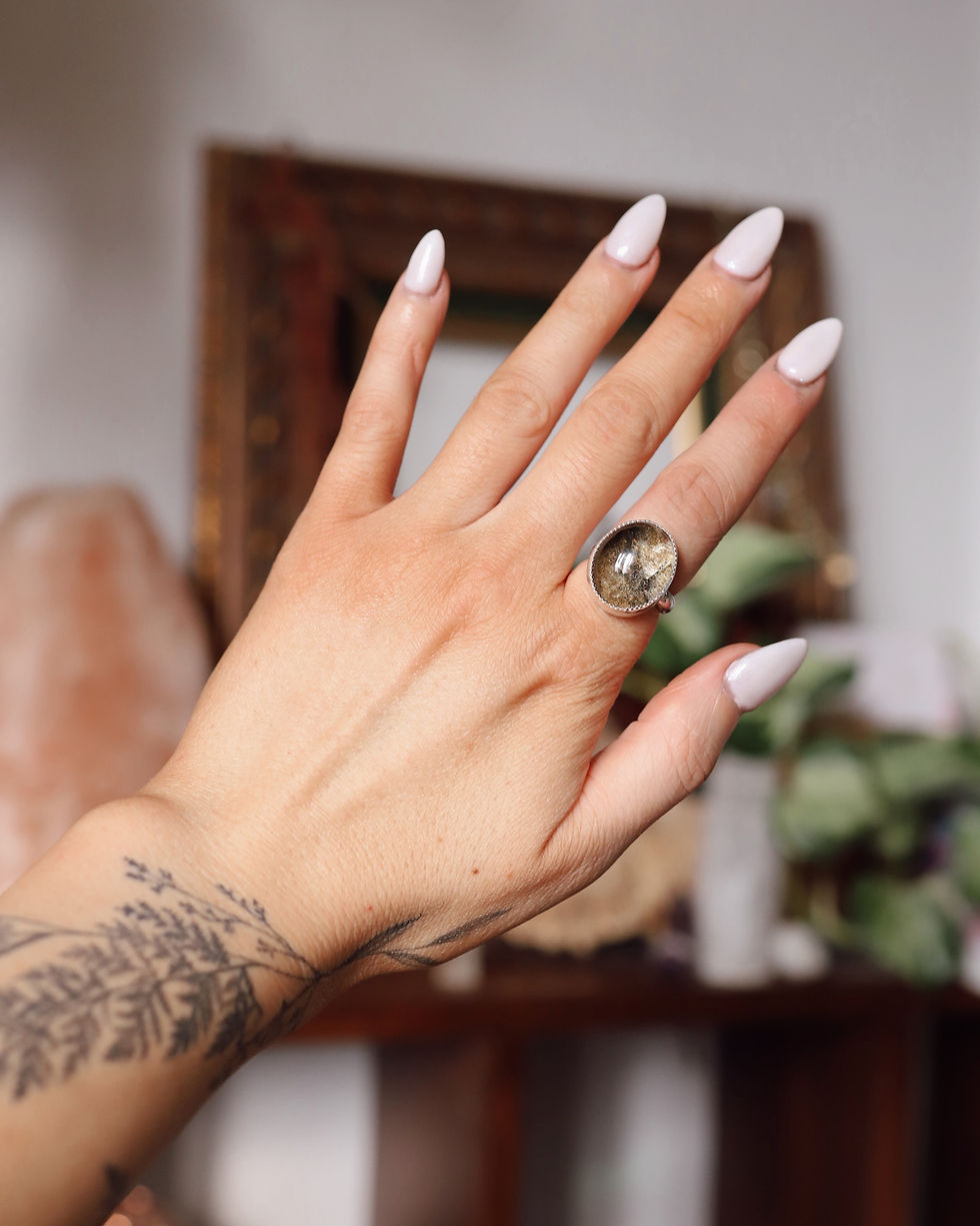 Thumbnail: (6.75) Silver Garden Agate Ring
