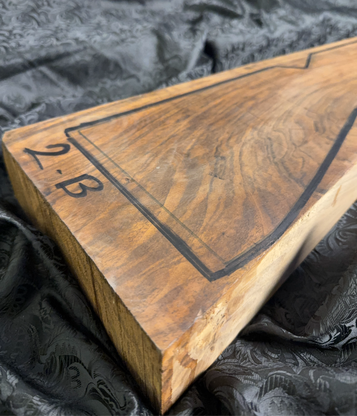 K-2 Turkish walnut rifle blank - butt end front