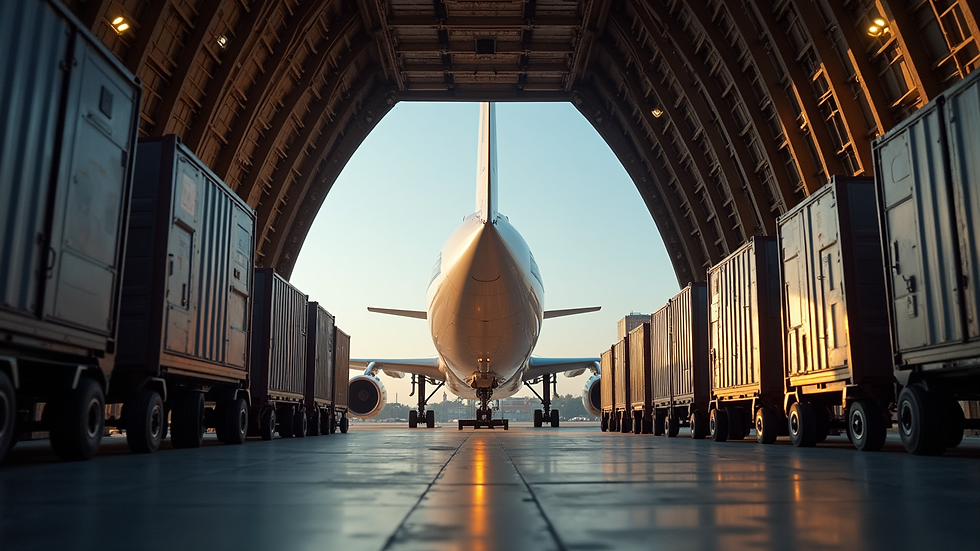 Eye-level view of cargo containers being loaded into an aircraft hold