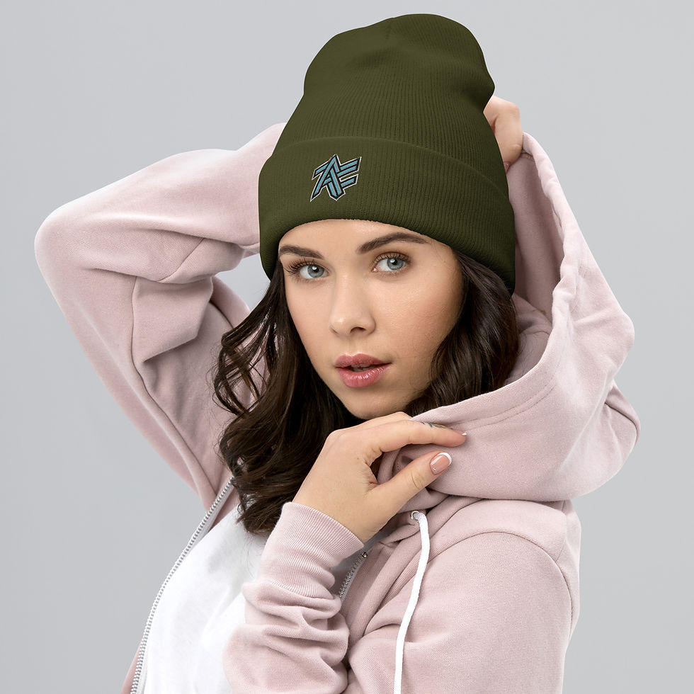 Thumbnail: Ashley Collection - Aqua Monogram - Cuffed Beanie